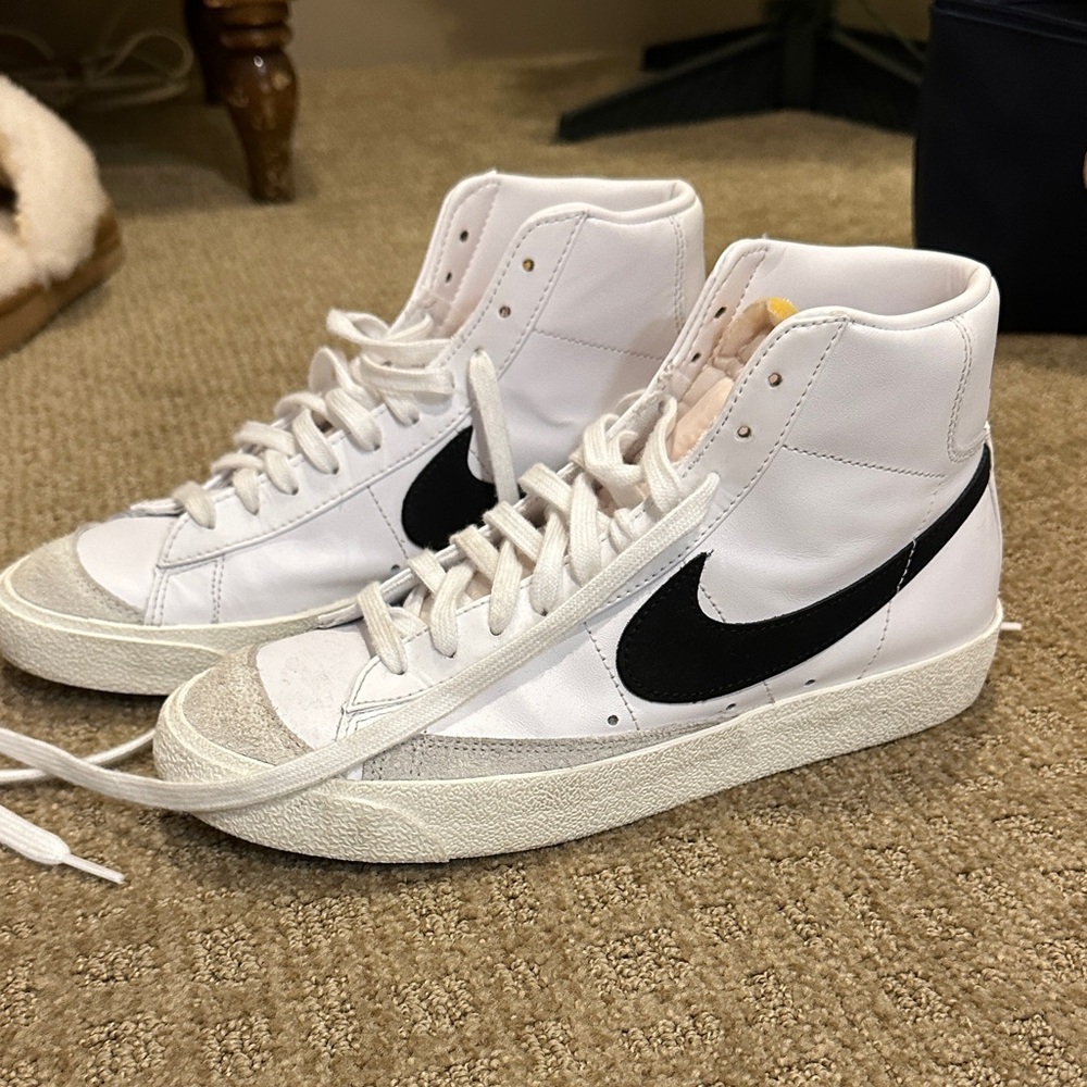 Nike White Blazers with Black and Yellow Details
